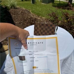 Louis Vuitton Damier Ebene Pouch with unbranded chain